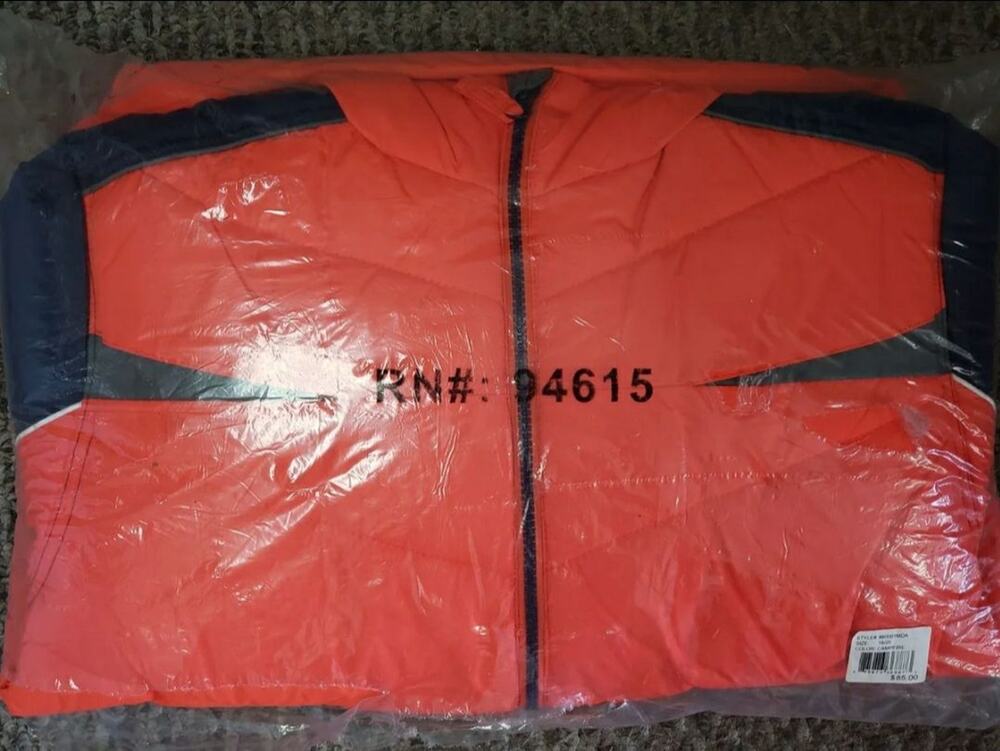 Bright Orange Winter Snow Ski Puffer Zip Up Hooded Jacket Boys Size 18/20 NEW